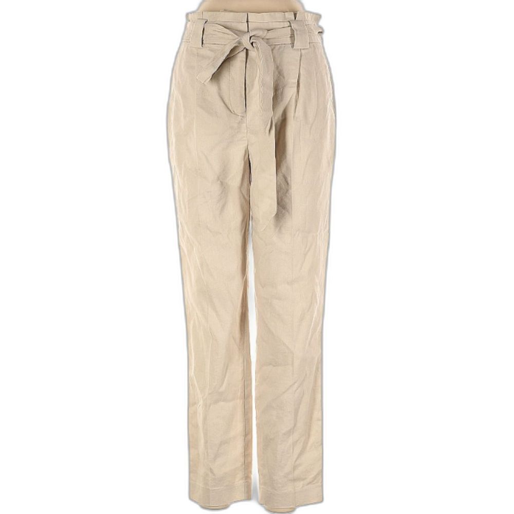 100% Linen Love and Confuse Eco Clothing Khaki Paper Bag Waist Cropped Pants